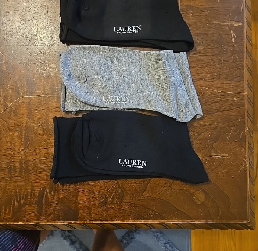 Three-Pack Lauren Ralph Lauren Socks - Black & Heather Gray - NWOT - Picture 2 of 2